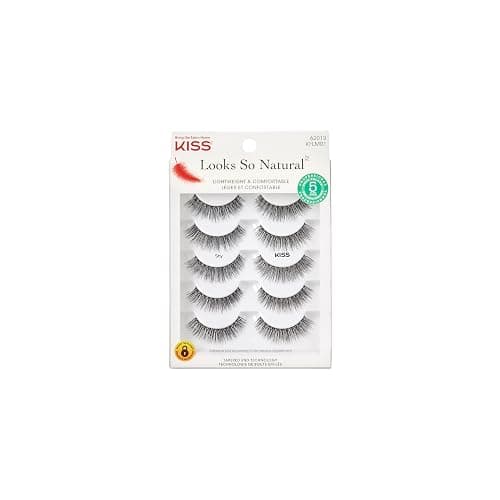KISS Looks So Natural, False Eyelashes, 'Shy', 12mm, Includes 5 Pairs Of Lashes, Easy to Apply, Reusable Lash Clusters - Image 1