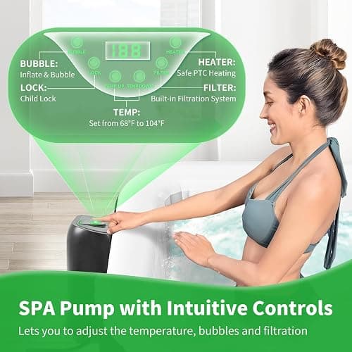 Inflatable Blow Up Hot Tub, 4-6 Person Square Portable Hot Tub, Leak-Proof PVC Outdoor Spa with 130 Strong Air Jets thumbnail 7