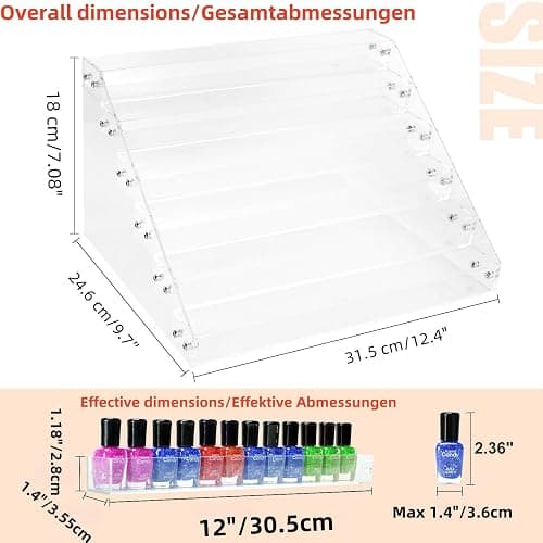 FFowcye Acrylic Nail Polish Organizer Rack, 6 Tier Holder Stand, Paint Rack Gel Nail Polish Shelf Display, Sunglass Organizer, Essential Oils Storage Shelf, Holds Up to 72 Bottles thumbnail 6
