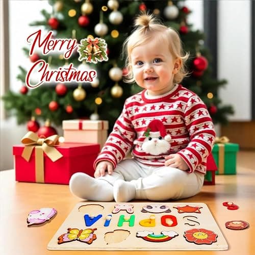 Personalized Name Puzzle for Kids, Wooden Puzzles for Toddlers 1-3, Custom Baby Toddler Toys for 1 Year Old, Personalized Christmas Birthday Gifts thumbnail 2