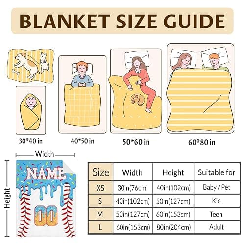 Ice Cream Baseball Blanket for Boys Girls Custom Kids Blanket Gift for Baseball Lovers, Cozy Light Blue Fuzzy Flannel Throw for Living Room Camping Club thumbnail 4