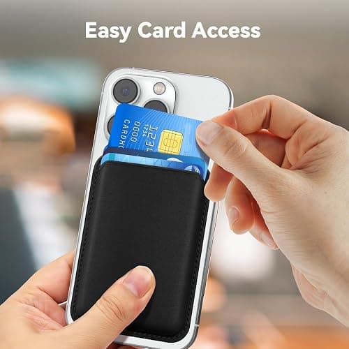 Amzone Stronger Magnetic RFID Leather Mag-Safe Card Holder for iPhone 16 Series, Mag-Safe Accessories Stick on Series of iPhone 17/16/15/14/13/12 and Pro/Promax, Black thumbnail 6