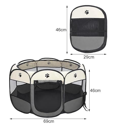 Youyijia Portable Pet Playpen Puppy Playpen Pet Dog Cat Playpen Cage Crate 74 x 74 x 43cm Soft Fabric Foldable Pet Indoor Outdoor for Rabbit Hamster Guinea Pig Gray thumbnail 2