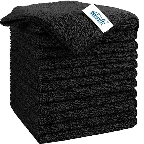 HOMEXCEL Microfiber Cleaning Cloth, 12 Pack Premium Microfiber Towels for Cars, Lint Free, Scratch-Free, Highly Absorbent, Reusable Cleaning Rags for Car, Household, Kitchen, Window, 11.5"X11.5" Black - Image 1