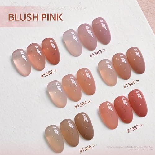 GAOY Sheer Nude Pink Gel Nail Polish Set, 6 Neutral Colors Brown Skin Tone Soak Off UV Light Cure Gel Polish Kit for Salon and Nail Art DIY at Home thumbnail 2