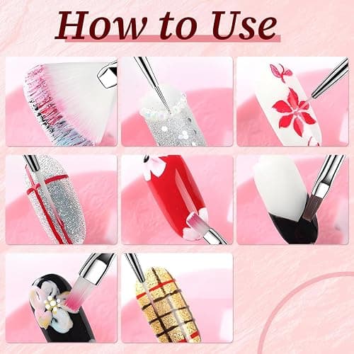 Nail Art Brush 22 Piece Set, 2 Way Acrylic Silicone Engraving Pen Dotting Pen Tools Nail Art Kit, Resin Nail Art Palette, For Nail Art DIY Home Salon Makeup Display Board (White) thumbnail 7