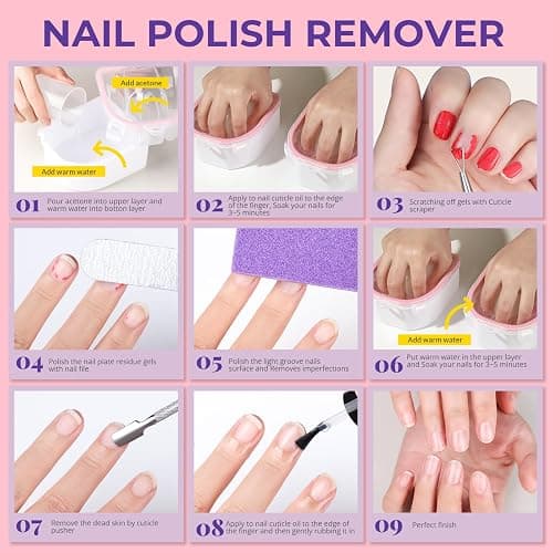 Teenitor 10Pcs Nail Soaking Bowl Kit 2 Soak Off Bowl Nail Soaking Bowl Acetone Proof Soak Off Gel Polish Remover Bowl, Manicure Bowl Cuticle Peeler Scraper Cuticle Oil Nail File and Buffer Nail Brush thumbnail 7