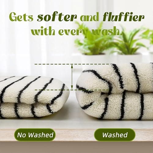 Jacquotha Black and White Striped Hand Towels for Bathroom, Vintage Kitchen Decor, Guest Use, Adults & Kids, Natural Cotton, 14” x 29” thumbnail 6