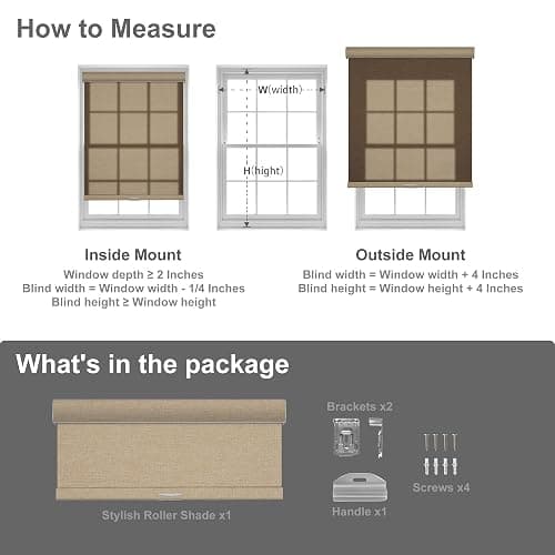 Boolegon Light Filtering Roller Shades for Windows,Cordless,Linen Fabric,Roller Blinds,Thermal Insulated Fabric UV Protection,for Home,Door,Bedroom,Office,Light Filtering-Grey,Custom Size thumbnail 6