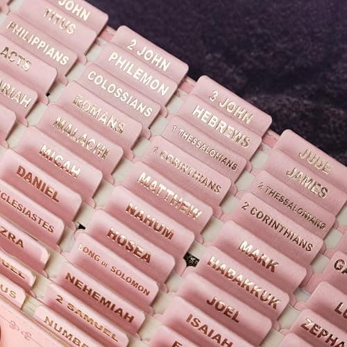 UPAFEXXI-Leather Bible Tabs, Bible Tabs for Women and Men(Gold Foil Lettering) Large Print Stickers, Easy to Read and Apply, 80 Chapters Labels for Easy Navigation(Pink) thumbnail 9
