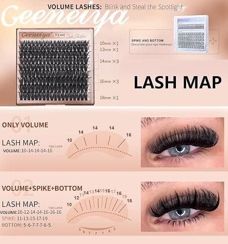 Geeneiya 5 Styles Lash Clusters Kit, Volume/Mega/Full/Bottom Eyelash Clusters Extensions with Lash Bond and Seal, Remover and Lash Extension Tools for Beginners and Proficient, DIY at Home Easily thumbnail 8