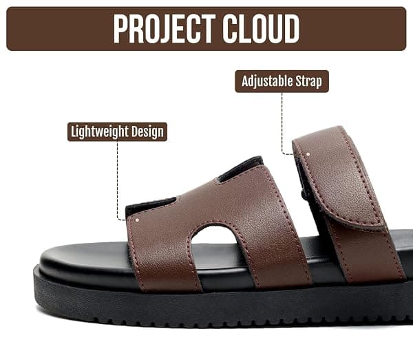 Project Cloud 100% Genuine Leather Sandals Women & Slides for Women (Mayvy) | Plush Soft Insole Water Resistant Beach Footwear - Stylish Womens Slides Comfortable Women Sandals - Non-Slip Outsole thumbnail 3