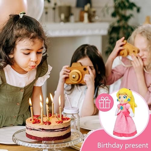 Princess Peach Plush Toy - 10 Inch Soft Princess Peach Doll, Plush Toy Stuffed Character Collection, Gift for Kids Girls Movie Fans thumbnail 2