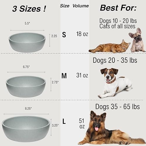 Loving Pets - Dolce Bamboo - Eco-Friendly Pet Bowls & Dishes for Dog, Cats, Puppy Food and Water Bowl -Sustainable and Dishwasher Safe, Made with Real Bamboo (Small, Slate-Grey) thumbnail 3