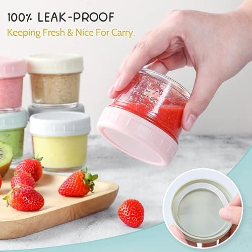 VITEVER 24-Pack Glass Baby Food Storage Containers - 4 oz Baby Food Storage Jars With Lids, Baby Food Maker, Microwave, Dishwasher & Freezer Safe - 24 Pack thumbnail 3