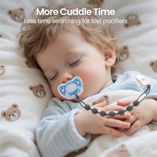 Eascrozn 6 Pack Silicone Pacifier Clip with One-Piece Design for Baby Boys and Girls, BPA Free Soft Flexible Binky Clips with Texture for Baby Essentials thumbnail 3