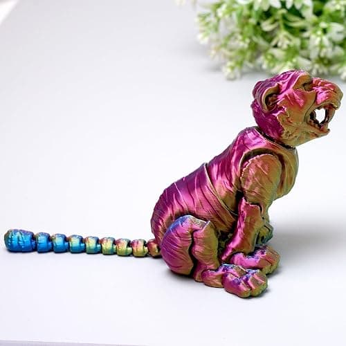 3D Printed Tiger Model,Flexible Realistic Articulated Animal Fidget Toys,Mystery Figurines Gifts for Easter,Executive Desk Funny Décor and Festival Collectible,Easter Basket Stuffers (RYB) thumbnail 2