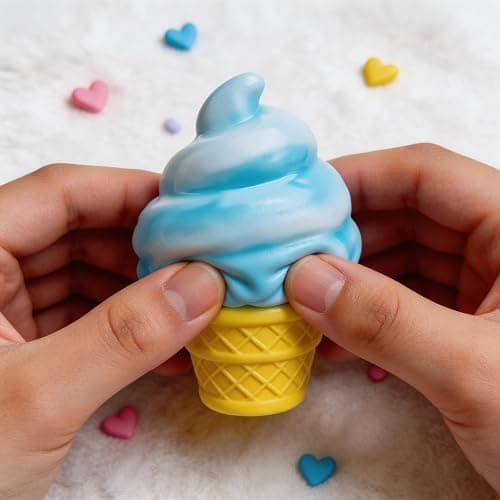 Ice Cream Cone Squishy-Slow Rising Stress Relief Toy, IceCreamSummer Toy. | ice cream cone rising squishy . Portable pocket size, lovely desk decor and ideal summer holiday small gifts for all ages. thumbnail 7