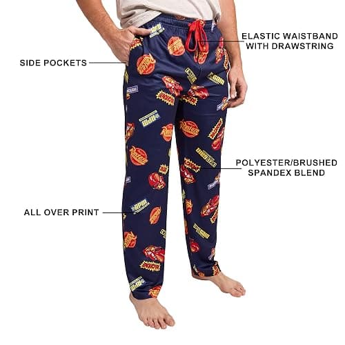 Bioworld Pixar Cars Lightning McQueen & Radiator Springs Logos Adult Navy Sleep Pajama Pants thumbnail 2