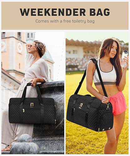 CLOKARS Travel Weekender Bags for Women: Overnight Bag with Shoe Compartment Large Travel Duffle Bag with Toiletry Bag Carry on Bag Personal Item Bag with Wet Pocket Hospital Bag for Women Black thumbnail 7