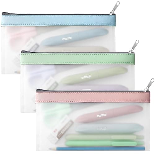 Timart Clear Pencil Pouch-3 Pack, Clear Pencil Case, Pen Holder with Zipper for Kids, Makeup Pouch, Kids Pencil Pouch for Office School Supplies Travel Accessories - Image 1