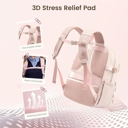 LOVEVOOK School Backpack for Teen Girls,Student Backpack Purse for 8-16 Teenage,Cute Kid Bookbag with Large Cup Holder thumbnail 5