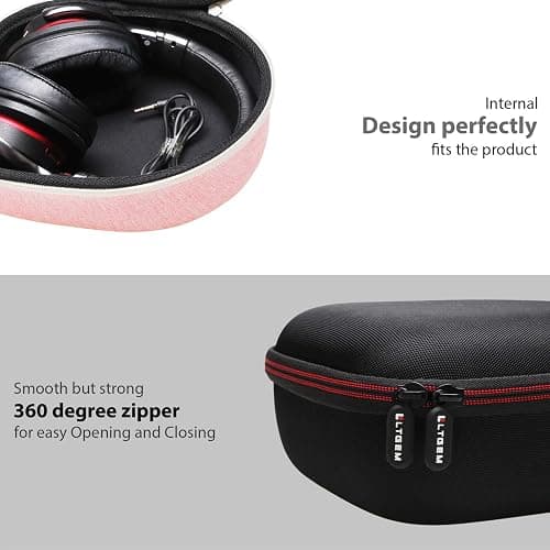 Headphone Headset Case Compatible with JBL, Beats, Sony, Soundcore Anker, Raycon, TOZO, SteelSeries, Logitech, Jabra, Bose, Audio-Technica, Sennheiser Headphones, Black+Pink thumbnail 6