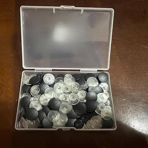 JIANYI Buckle Plastic Buttons, 100PCS Round Buttons DIY Shoes Accessories for Kids, Wristband Charm Backs (Black & Transparent) thumbnail 6