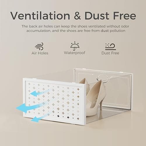 Pinkpum 15 Pack X-Large Shoe Storage Boxes Fit US Size 11, Shoe Organizer for Closet Clear Plastic Stackable Shoe Dispaly Case Holder Bins, Sneaker Storage for Sneakerheads White for Home and Family thumbnail 5