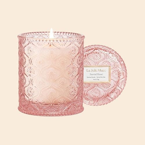 LA JOLIE MUSE Sandalwood Rose Candle, Scented Candles, Mothers Day Candles Gifts for Women, Natural Soy Candle, 6 oz 40 Hours Burn, Candles for Home Scented - Rose thumbnail 9