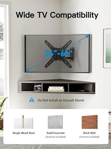 Pipishell Full Motion TV Wall Mount for 26-65 inch Flat or Curved TVs up to 77 lbs, TV Bracket Wall Mount with Articulating Arms, Extension, Tilt, Swivel, Leveling, Max VESA 400x400mm, PIMF7 thumbnail 2