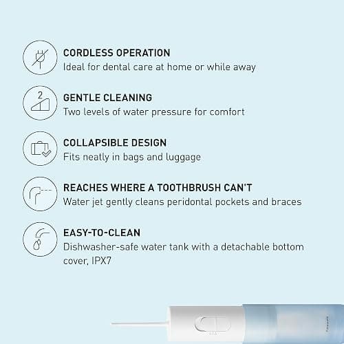 Panasonic Water Flosser for Travel, Cordless Portable Oral Irrigator with Two Water Pressure Settings, Collapsible Water Tank - EW-DJ11​-A thumbnail 3