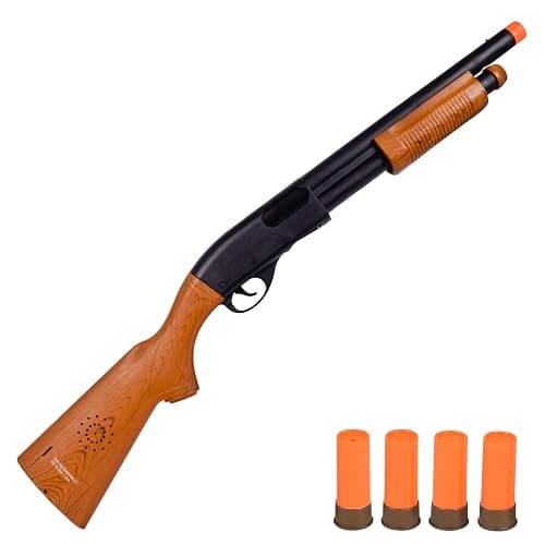 Sunny Days Entertainment Pump Action Blaster – with Realistic Sounds and Ejecting Play Shells | Hunting Role Play Toy | Cowboy Costume for Kids – Maxx Action, Wood Grain - Image 1