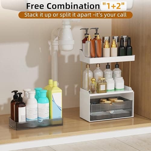 3 Drawers Bathroom Counter Organizer, 5 Tier Makeup Organizer, Versatile Perfume Organizer, Ideal for Bathroom Storage, Vanity, Large Skincare, Perfume, Present, Grey thumbnail 6