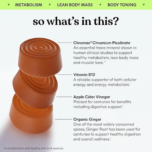 Lemme Tone Metabolism & Body Toning Gummies, 30-Day Supply | Clinically Studied Chromium & B12, Blood Sugar & Weight Management Support, Watermelon Apple Flavor thumbnail 4