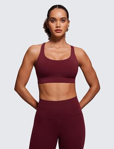 CRZ YOGA Naked Feeling Strappy Sports Bras | Medium Support, Removable Pads, Yoga, Sleek, Scoop Neck, for Women thumbnail 2
