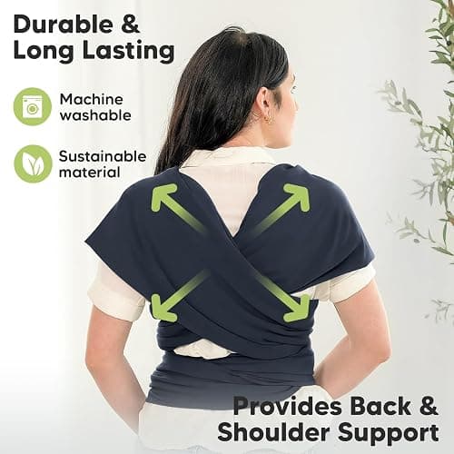 KeaBabies Baby Wrap Carrier - All in 1 Original Baby Carrier Newborn to Toddler Sling, Easy to Wear, Hands Free Bonding, Lightweight, Breathable Infant Wraps (Midnight) thumbnail 5