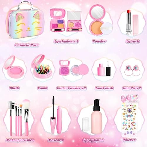 Pretend Makeup for Toddlers, Toy Play Makeup Set for Kids 3-5, Toddler Makeup Kit Pretend, Cat Toys for Kids Fake Makeup, Birthday Gifts Toys for 3 4 5 6 7 8+ Year Old Girls (Not Real Makeup) thumbnail 5