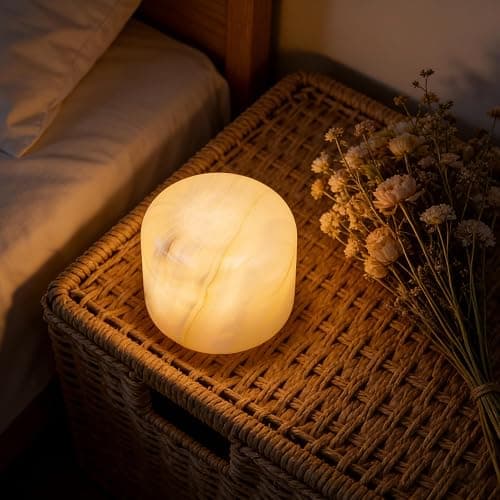 Marble Lamp Night Light Touch Bedside Table Lamp for Bedroom,Type-C Rechargeable Small Desk Bedside Small Lamps,Eye Caring Dimmable LED Ambient lamp (Eastern Jade Glow) thumbnail 8