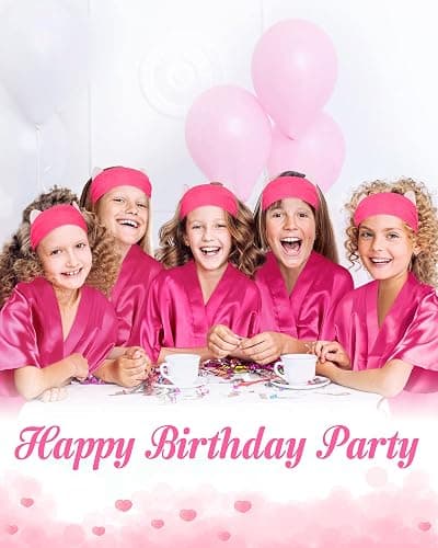 Jecery 5 Pack Spa Robes Set for Party Gift Sleepover Slumber Birthday Party Squad Robe DIY Silk Satin Bathrobes with Headband thumbnail 4