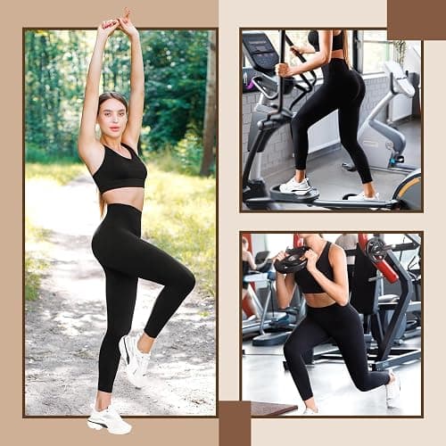 Leafigure High Waisted Leggings for Women- Soft No See-Through Yoga Pants for Gym Workout Running thumbnail 6