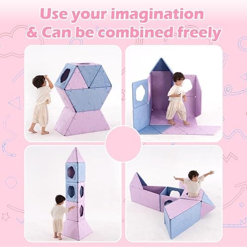 Asweets 18-Piece Magnetic Fort Building Kit for 3+ Kids, Giant Modular Playhouse Panels, Lightweight Panels with Built-in Magnets thumbnail 5