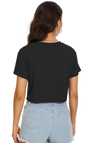 Womens Crop Tops Summer Casual T Shirts Short Sleeve Round Neck Tees Loose Basic Blouse thumbnail 5