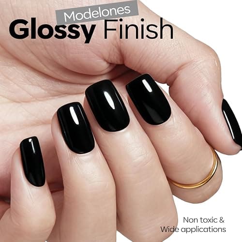 modelones Gel Nail Polish Black Gel Polish Black Nail Polish Soak Off No Peel Thickening Nail Art Manicure for Girl 15 ML thumbnail 3