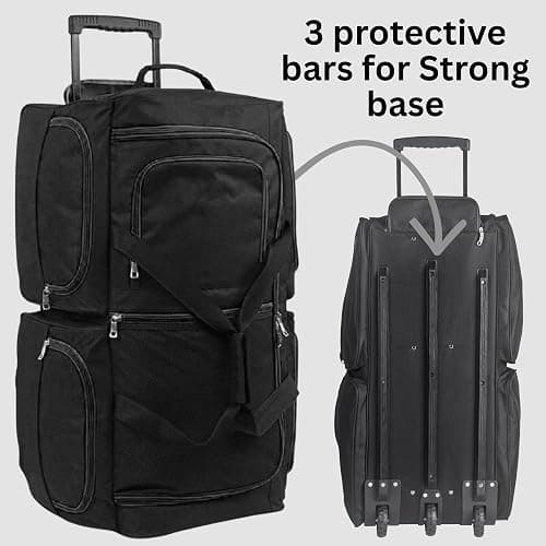 DK Luggage XL 34" Extra Large Wheeled Holdall Suitcase Sports or Travel Bag Trolley Luggage with 3 Wheel Black thumbnail 3