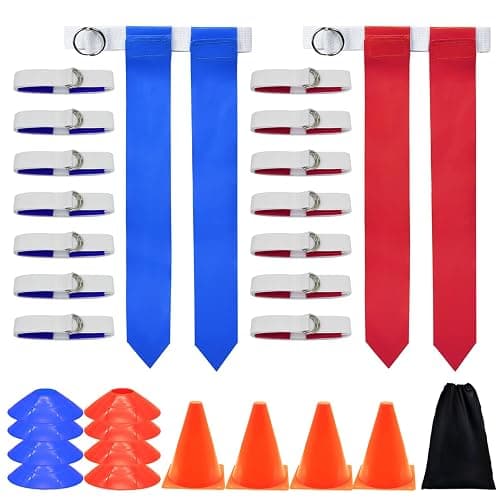 Flag Football Set, 14 Player/ 28 Player Football Flags and Belts Set, Includes Belts, Football Flags, Cones - Image 1