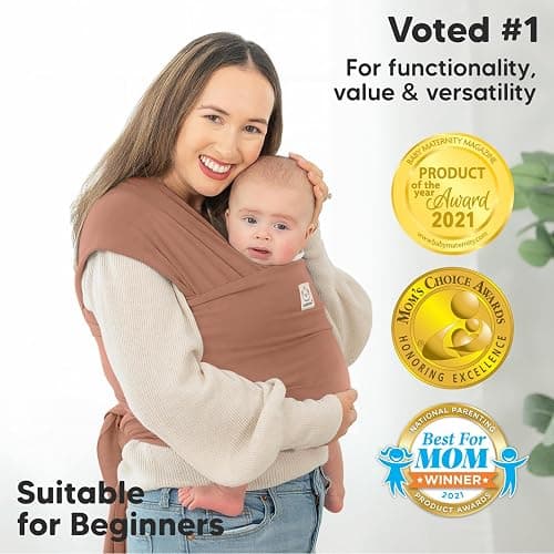 KeaBabies Baby Wrap Carrier - All in 1 Original Baby Carrier Newborn to Toddler Sling, Easy to Wear, Hands Free Bonding, Lightweight, Breathable Infant Wraps (Terracotta) thumbnail 3