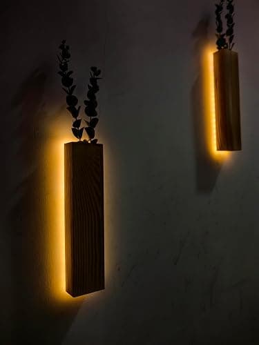 Artificial Eucalyptus with LED Lights Wall Planters Rustic Wall Decor with Lights Wall Sconces Fake Vines for Room Decor Home Bedroom Living Room Bathroom Hanging Vase (Natural) thumbnail 5