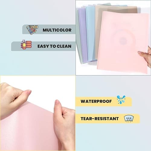 GNL Plastic Folders with Pockets and Prong, Pack of 5, Muted Pastel Colors, Heavy Duty 2 Pocket File Folders Letter Size, Folders with Prongs for School, Home, and Office thumbnail 4