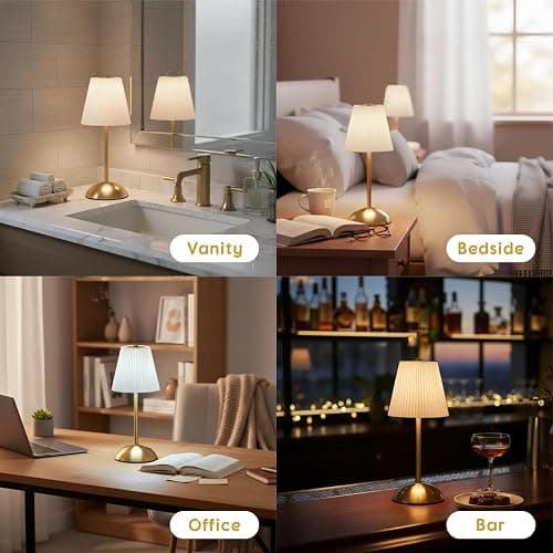 PetiitLyt 2-Pack Cordless Rechargeable Table Lamps, LED Small Battery Operated Lamp, 3 Color Temperatures & Stepless Dimming, Mini Touch Lamps for Nightstand, Dining Table, Decor, Bar, Cafe (White) thumbnail 6